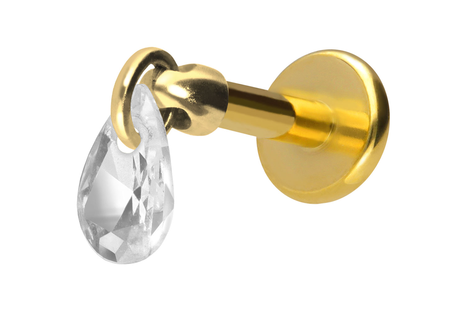 Titan Labret Piercing mit Innengewinde KRISTALLTROPFEN